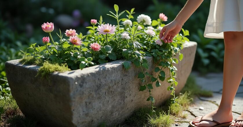 Découvrez que planter dans une auge en pierre pour embellir votre extérieur