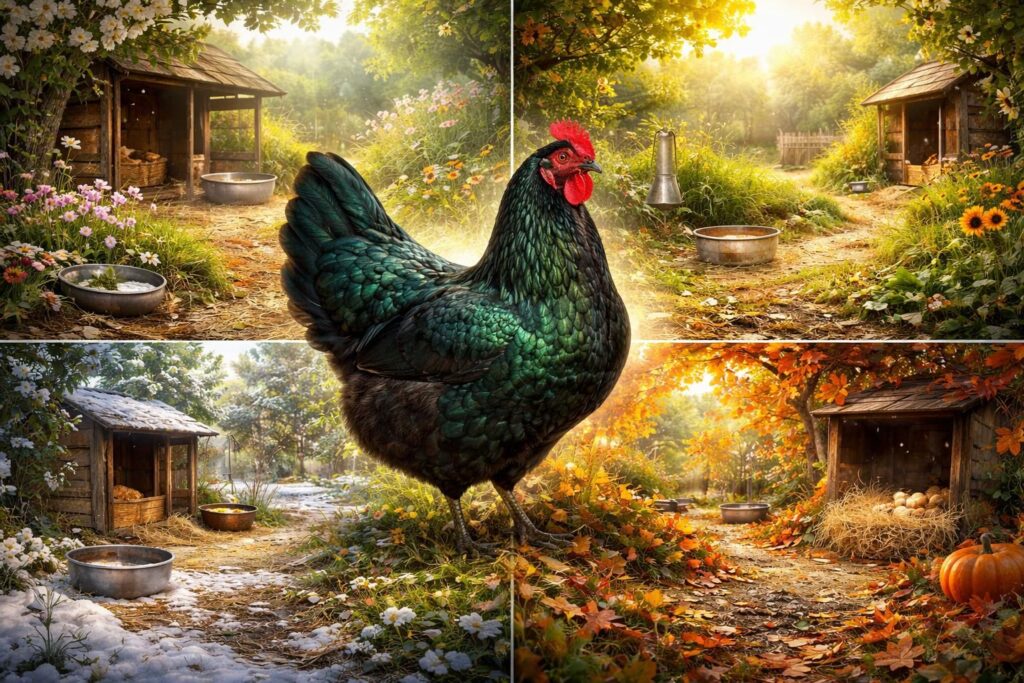 découvrez nos conseils pratiques pour prendre soin de votre poule émeraude tout au long de l'année et assurer sa santé et son bien-être.