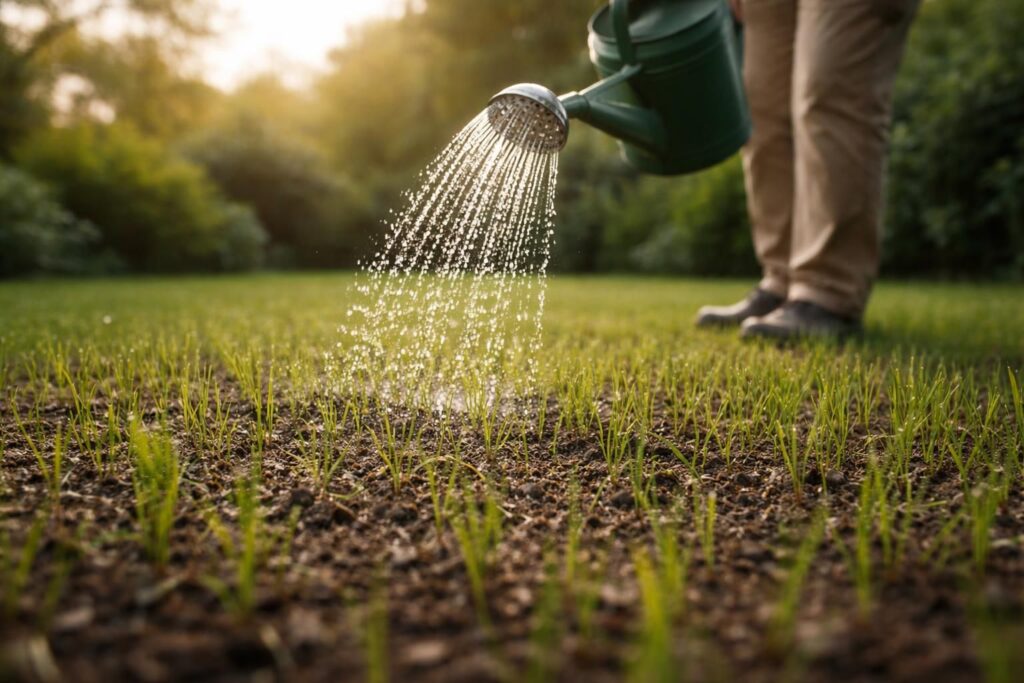 découvrez comment arroser et entretenir vos graines de gazon durant les premières semaines pour un gazon dense et en bonne santé.