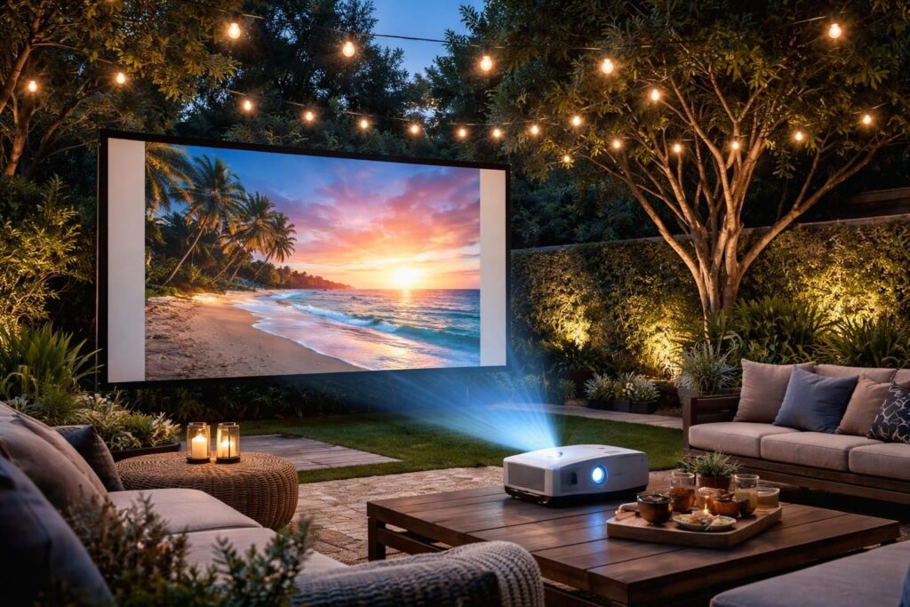 découvrez comment choisir la toile de projection extérieure idéale pour obtenir une image plus lumineuse et profiter d'une expérience visuelle optimale en plein air.