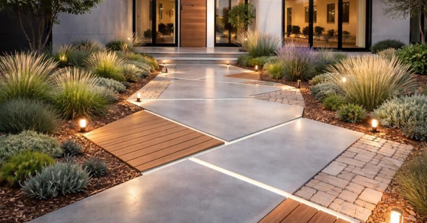 Aménagement devant la maison sans pelouse : des matériaux innovants pour sublimer votre entrée