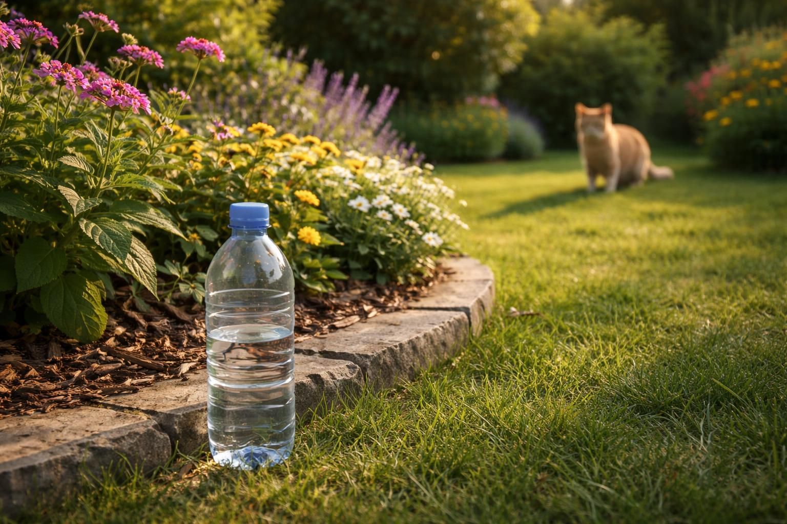 découvrez une méthode simple et efficace avec une bouteille d'eau pour éloigner les chats de votre jardin et protéger vos plantes.