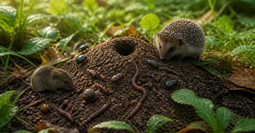 Les petites créatures qui adorent le petit monticule de terre avec un trou