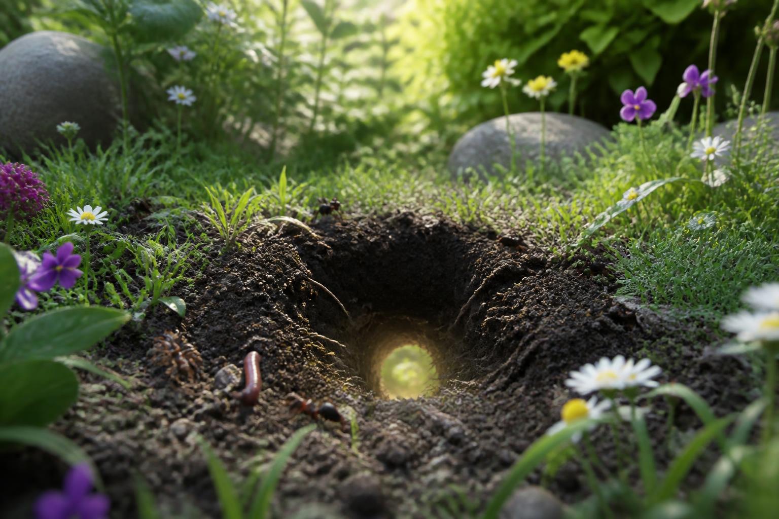 découvrez ce que révèle un trou de 5 cm dans votre jardin et explorez la vie fascinante qui se cache sous terre.
