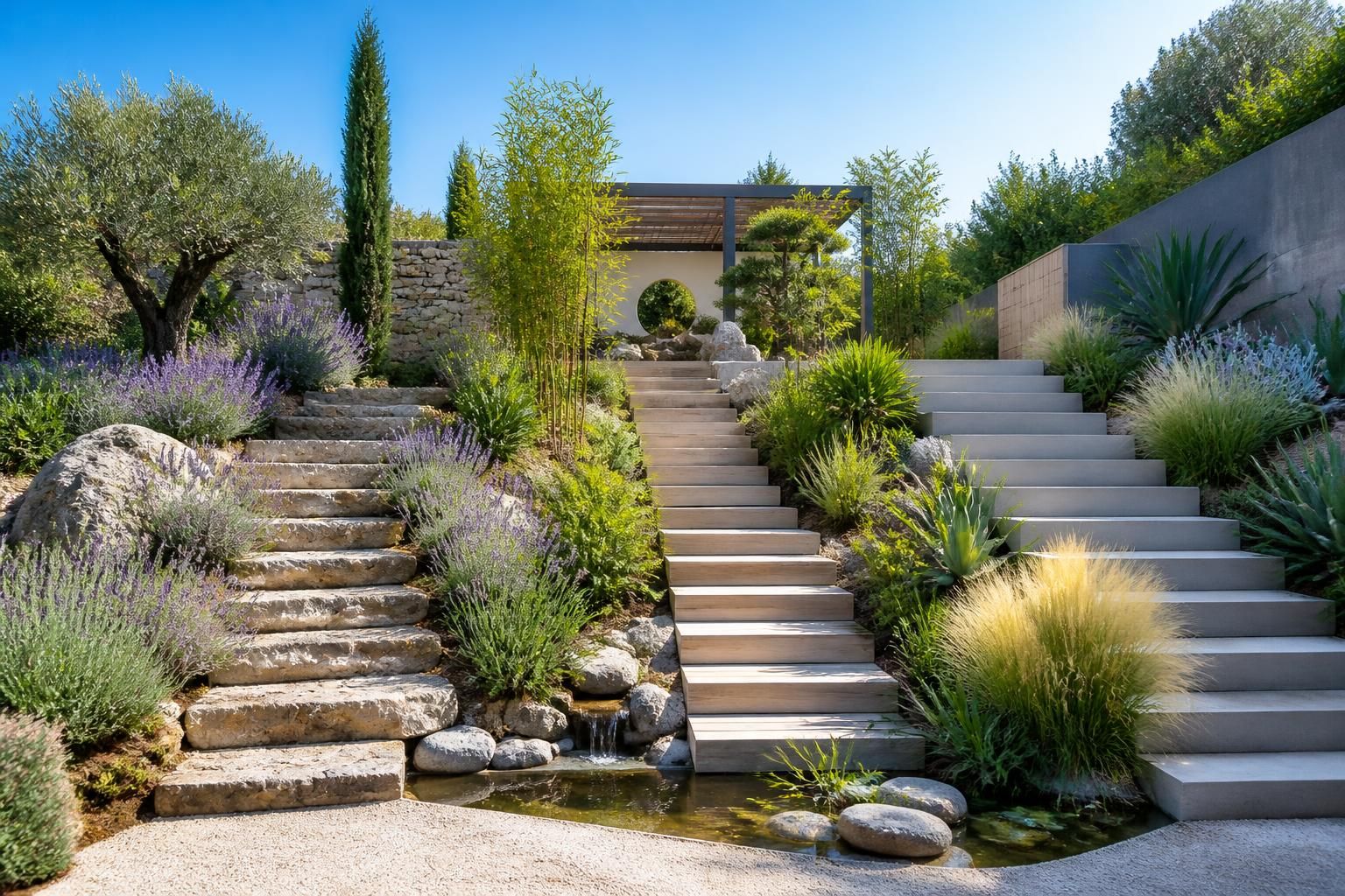 découvrez des idées inspirantes de modèles d'escaliers intégrés dans les talus de jardin, adaptés à tous les styles pour sublimer votre espace extérieur.