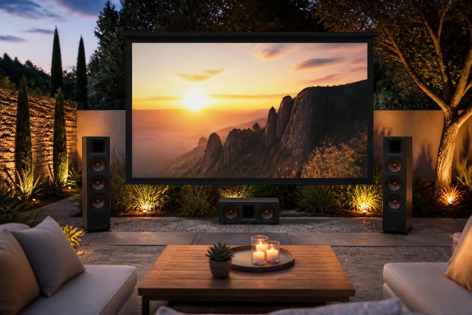 découvrez comment associer des enceintes outdoor à un écran de projection pour une expérience audiovisuelle sans latence, alliant qualité sonore et image parfaite en extérieur.