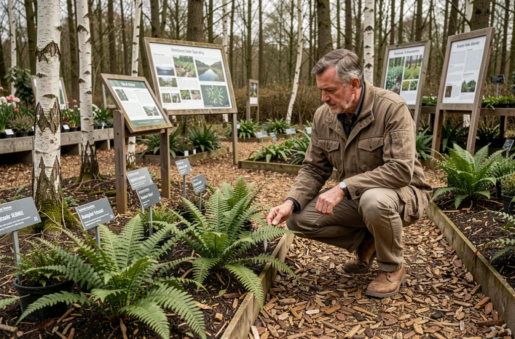 Botaniste inspectant des plantes indigènes étiquetées d'Île-de-France dans un espace naturel chez Les Plantes d'Île-de-France