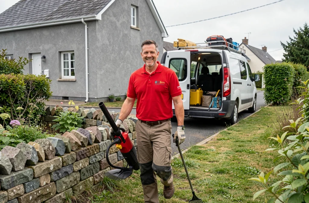 Jardinier en intervention rapide dans un jardin de particulier breton pour SOS Jardins